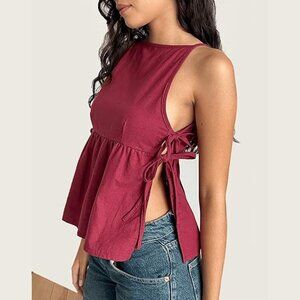 Women Y2k Babydoll Tank Top Teen Girl Preppy Tees Vintage Plaid Cami Shirt